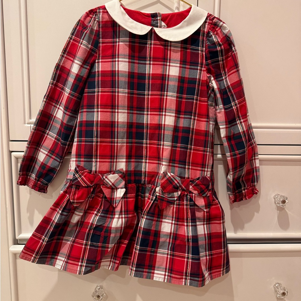 Janie and Jack Red Plaid Dress with White Collar